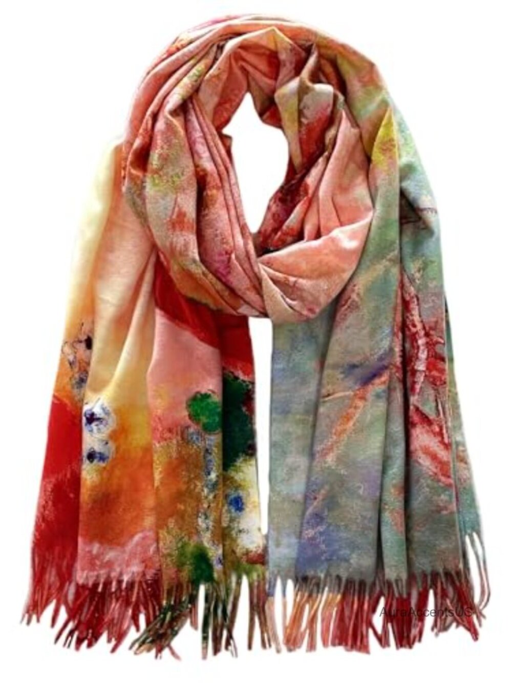 Reversible Art Print Shawl Wrap Large Pashmina Stole Soft Warm Double Sided